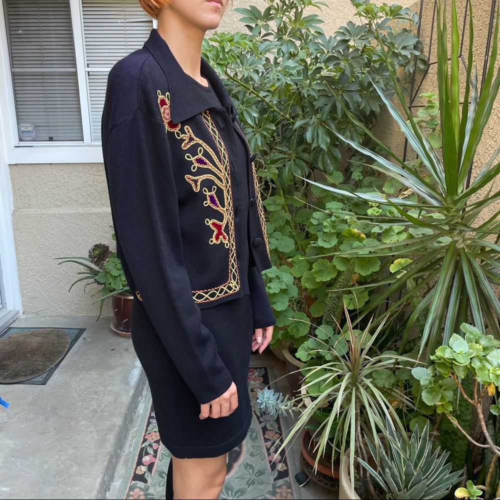 Vintage black Carole Little knitted set dress and jacket